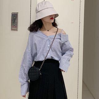 Asymmetric Shoulder Button Down Shirt