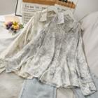 Off-shoulder Printed Loose Shirt