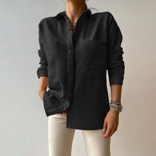 Long Sleeve Plain Pocket Shirt
