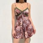 Spaghetti Strap Floral Wide Leg Romper