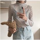 Dotted Mock Neck Long-sleeve T-shirt