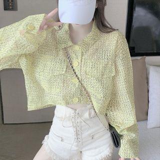 Long-sleeve Leopard Print Cropped Shirt