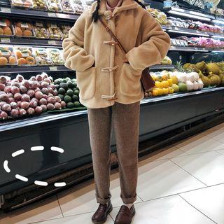 Long-sleeve Striped Top / Toggle Coat