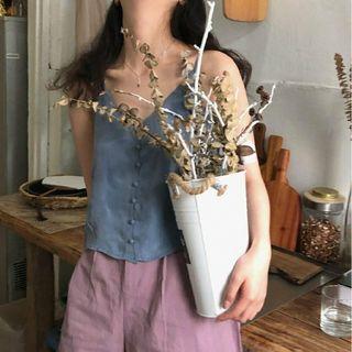 Spaghetti Strap Buttoned Top As Shown In Figure - One Size