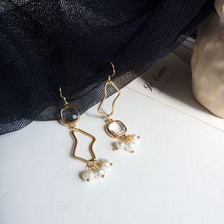 Non-matching Faux Pearl Irregular Alloy Dangle Earring