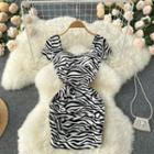 Short-sleeve Zebra Sheath Dress