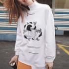 Print Mock Neck Asymmetrical Sweatshirt