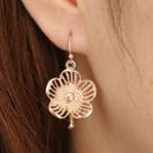 Rhinestone Alloy Flower Dangle Earring Rose Gold - One Size