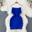 Lace Panel Ruched Sheath Mini Dress