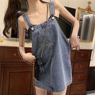Denim Strappy A-line Dress Denim Blue - One Size