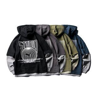 Mock Two Pieces Print Hoodie