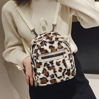 Leopard Print Furry Mini Backpack