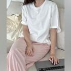 Plain Slit-hem Loose-fit T-shirt