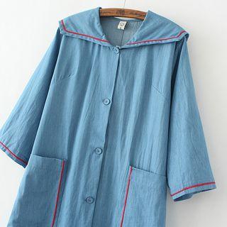 Contrast Trim Sailor Collar Shirtdress