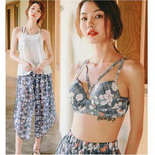 Set: Plaid Bikini + Cover Up + Pants