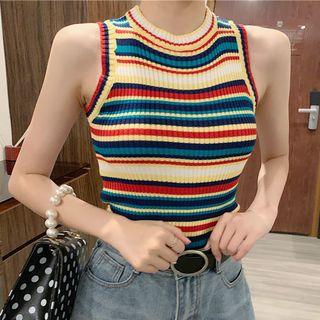 Rainbow Striped Halter Suspender As Shown In Figure - One Size