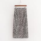 Zebra Print Midi A-line Skirt