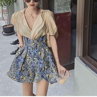 Floral Print High-waist Wide-leg Shorts