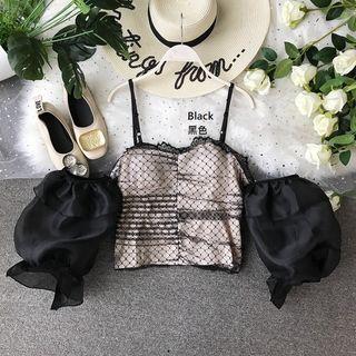 Balloon-sleeve Cold-shoulder Top