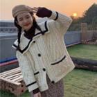 Cable Knit Buttoned Jacket Off-white - One Size