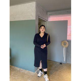 [plus Size] Long Cardigan Dress