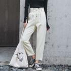 Paperbag-waist Straight-cut Cropped Jeans