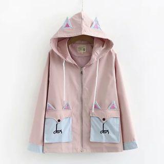 Contrast Pocket Zip-up Hoodie