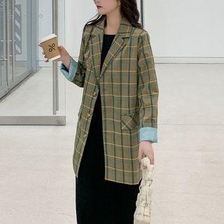 Notch Lapel Plaid Blazer
