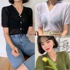 V-neck Short-sleeve Lightweight Cardigan