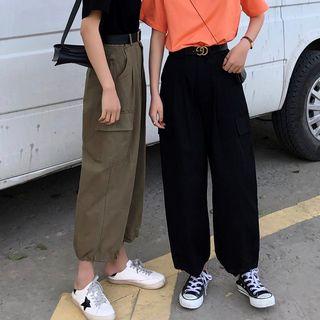 Short Sleeve Plain T-shirt / Cropped Harem Pants