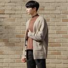 V-neck Two-tone Wool Blend Cardigan