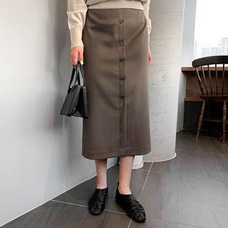 Button-detail Long Skirt