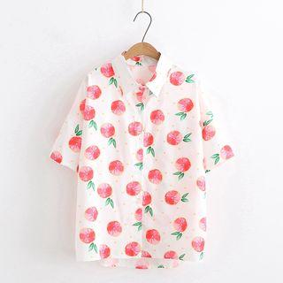 Fruit Print Short-sleeve Shirt White - One Size