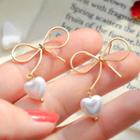 925 Sterling Silver Bow Stud Earring 610 - 1 Pair - Earrings - Gold - One Size