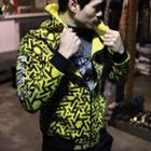 Embroidered Patterned Zip-up Hoodie (yellow) Xl
