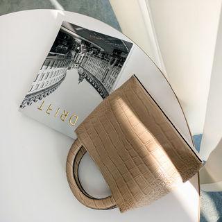 Faux-leather Croc-grain Tote Bag