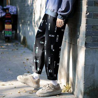 High-waist Printed Straight Cut Pants