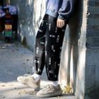 High-waist Printed Straight Cut Pants