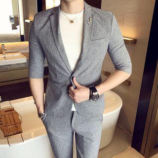 Plain 3/4-sleeve Blazer