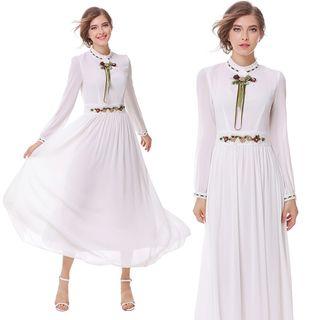 Long-sleeve Embroidered Maxi Sun Dress