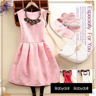 Sleeveless Jacquard A-line Dress