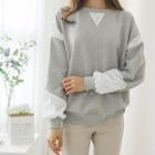 Lace-panel Cotton Sweatshirt