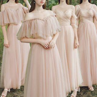 Faux Pearl Midi A-line Mesh Dress (various Designs)