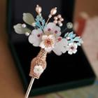 Flower Freshwater Pearl Alloy Hair Stick Blue & Green & Gold - One Size