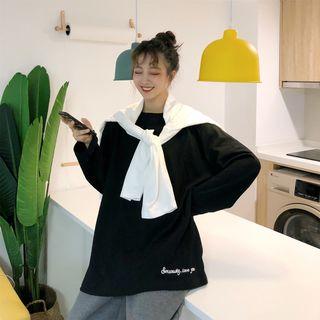 Lettering Embroidered Long-sleeve Sweatshirt