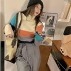 Turtleneck Color Block Sweater / Straight Leg Pants