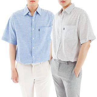 Plus Size Cotton Striped Shirt