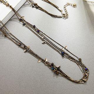 Leaf-drop Multi-chain Long Necklace