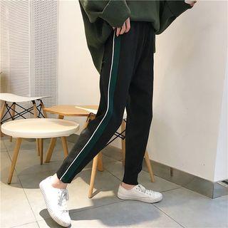 Contrast Panel Knit Harem Pants Black - One Size