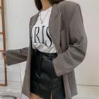 Peaked-lapel Double-breasted Pinstriped Blazer
